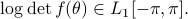 log det f(theta)in L_1[-pi, pi].